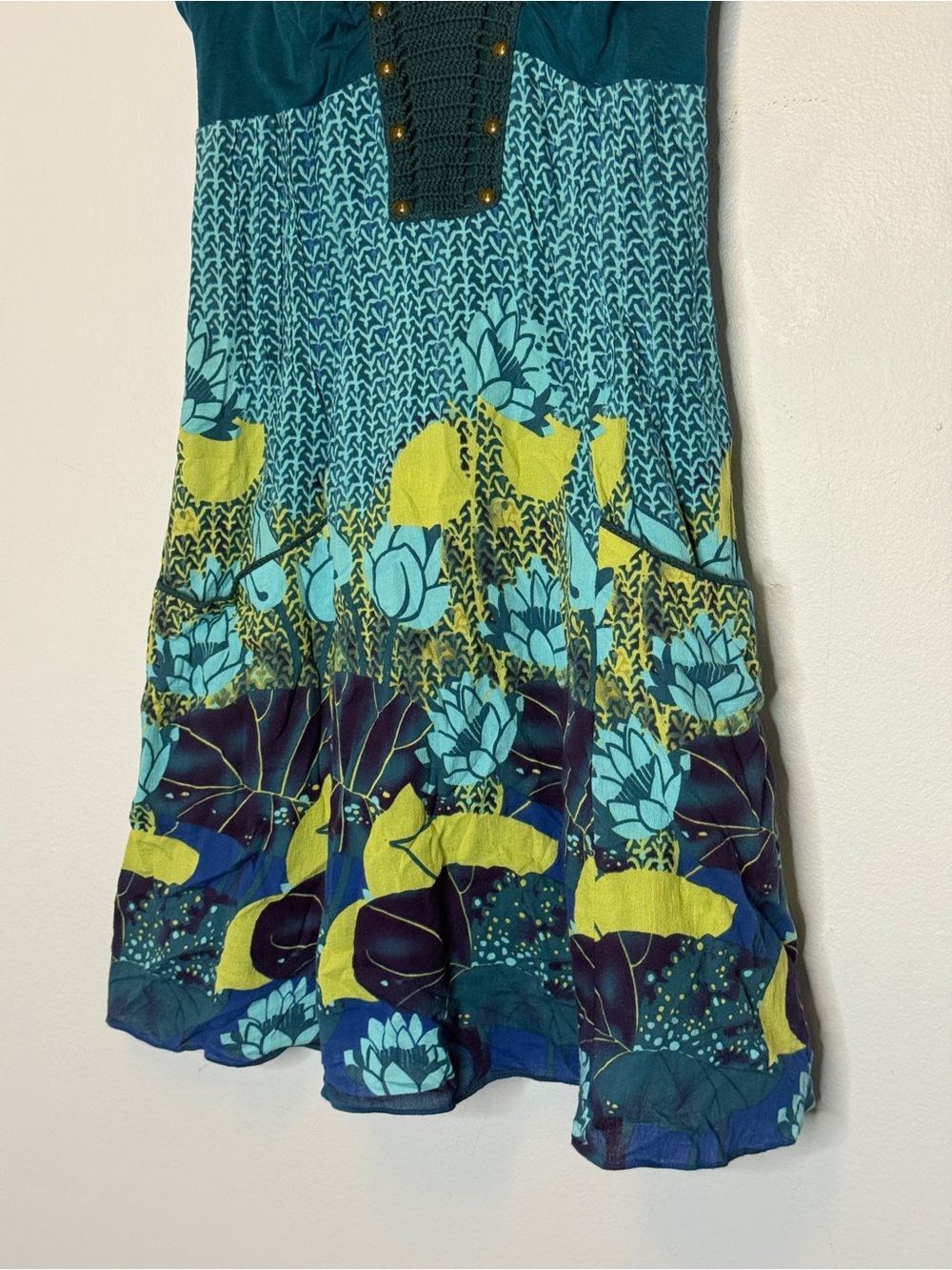 NWT! Y2K Free People green blue crochet short dress Size 6 - Picture 5 of 15